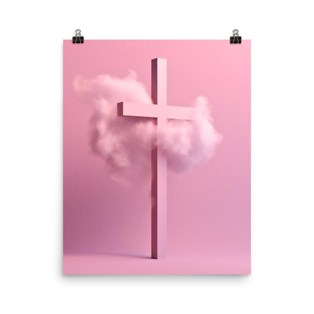 Christian Cross Surrounded By A Soft Pink Cloud Poster Grace