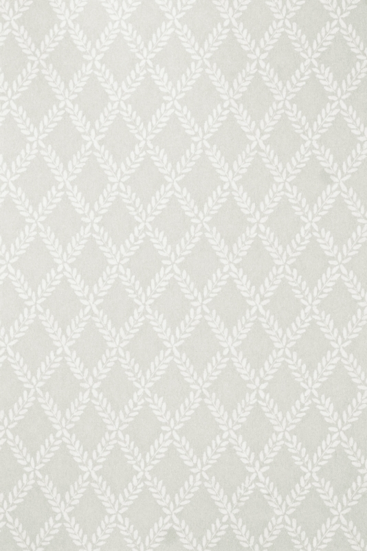 Wallpaper With White Laurel Leaf Trellis Design In Diamond Pattern