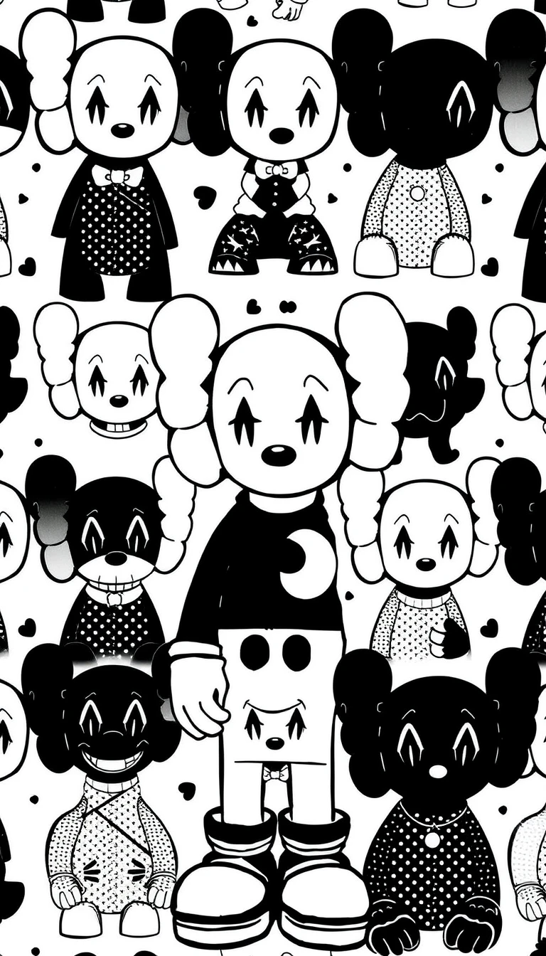 Kaws Black And White Wallpaper