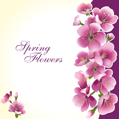 Dark Pink Flower Spring Background Set Vector Over Millions