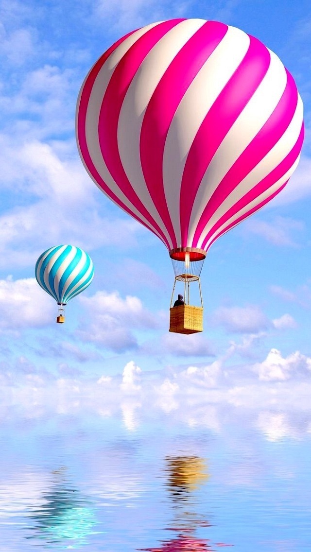 Colored Hot Air Balloons Over The Sea iPhone 5 5S 5C Wallpaper