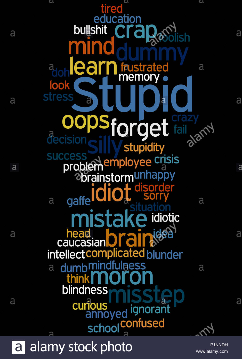 Stupid Word Cloud Concept On Black Background Stock Photo