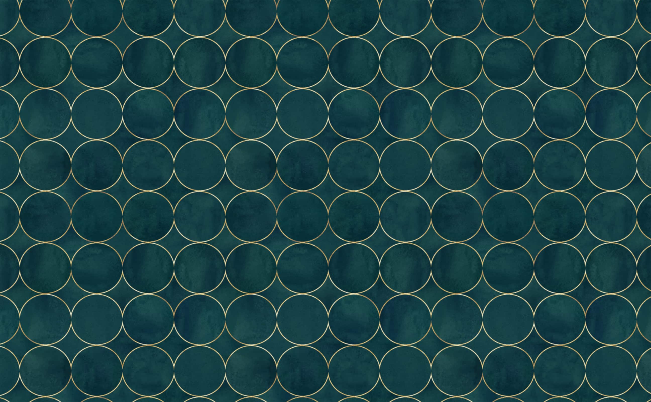 Dark Green and Teal Watercolor with Gold Bohemian Pattern