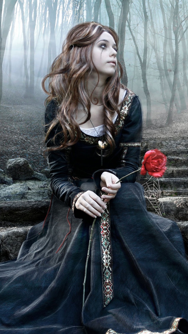 Gothic Girl In The Forest iPhone Wallpaper 5s
