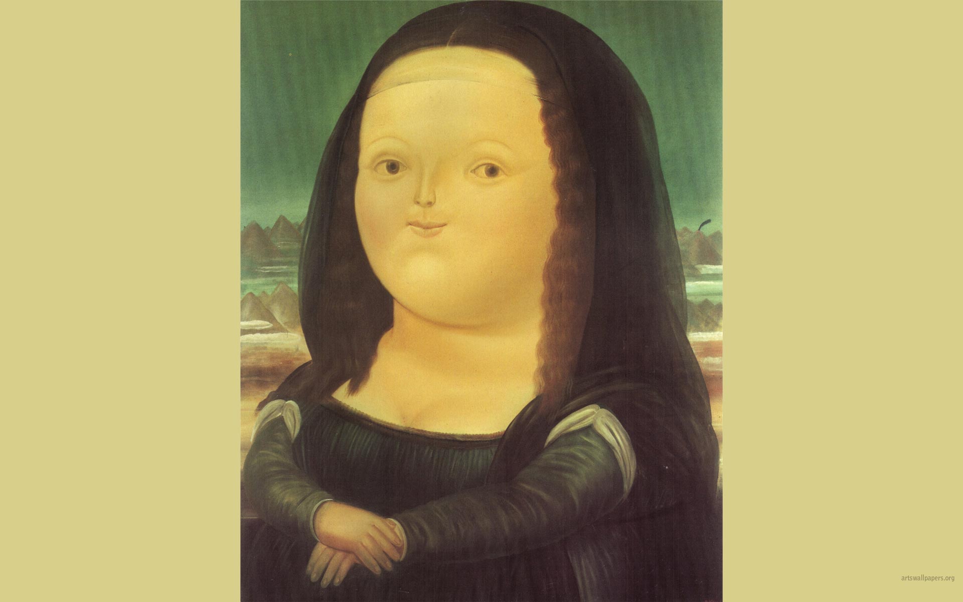 Mona Lisa Fernando Botero Wallpaper Painting Art