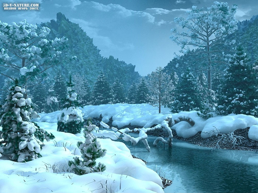 Wallpaper Winterscape 3d Digital Art Nature Landscape Winter