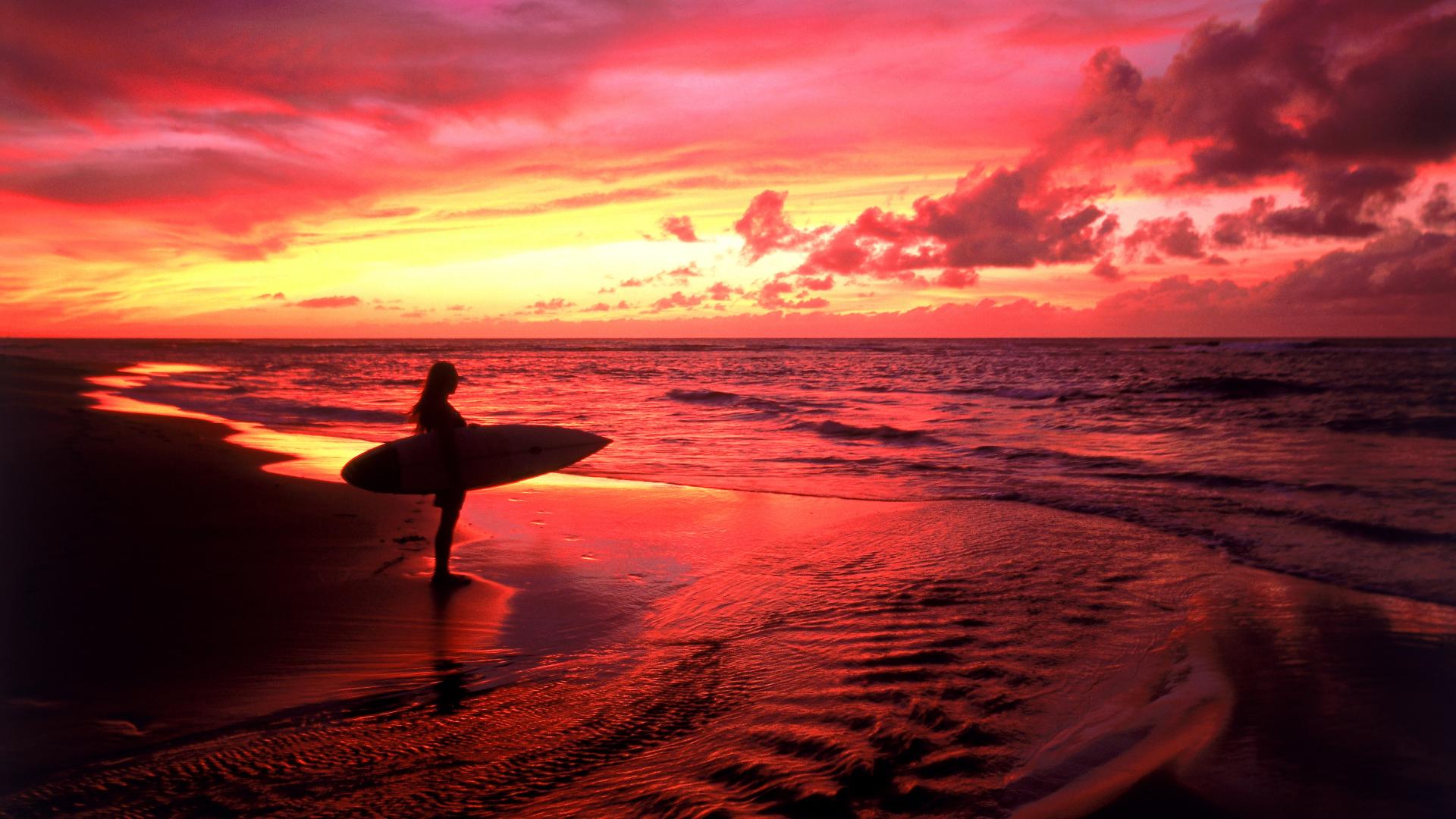 Beach Desktop Backgrounds and Wallpaper   Surfer at Twilight Hawaii