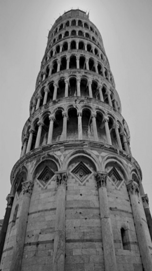 Leaning Tower Pisa Black White iPhone Wallpaper