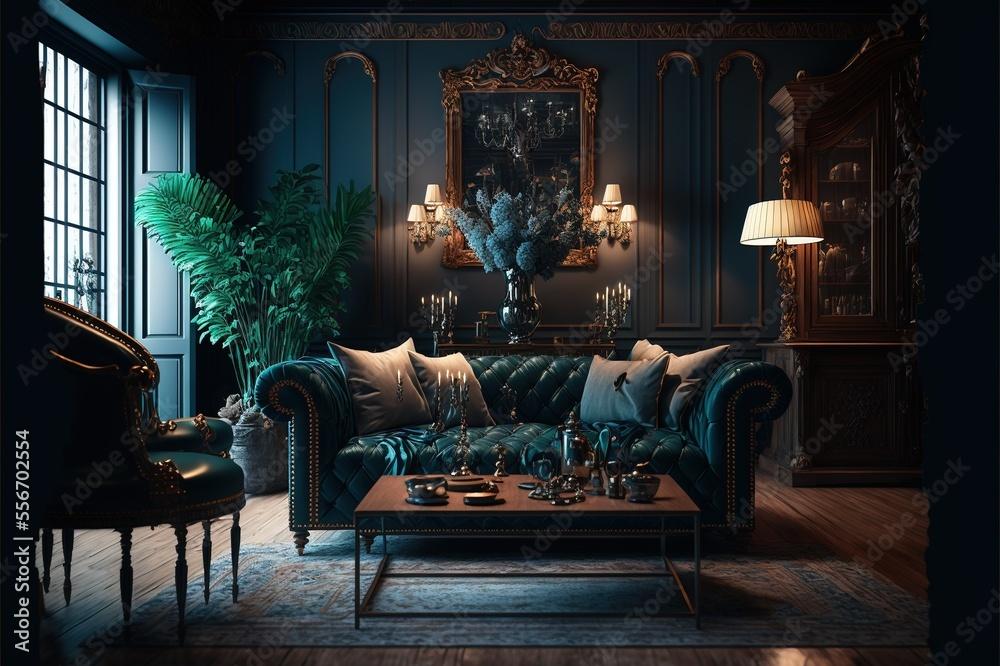 Vintage Luxury Living Room Interior Design With Retro Style