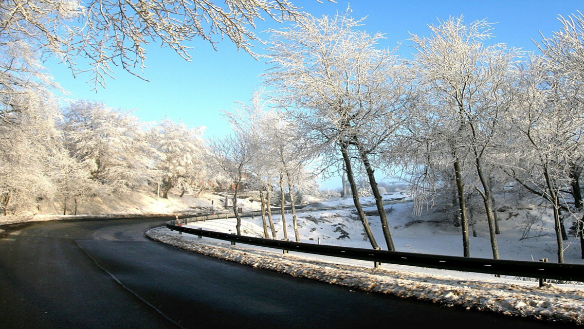 Winter Snowy Road HD Wallpaper For iPhone