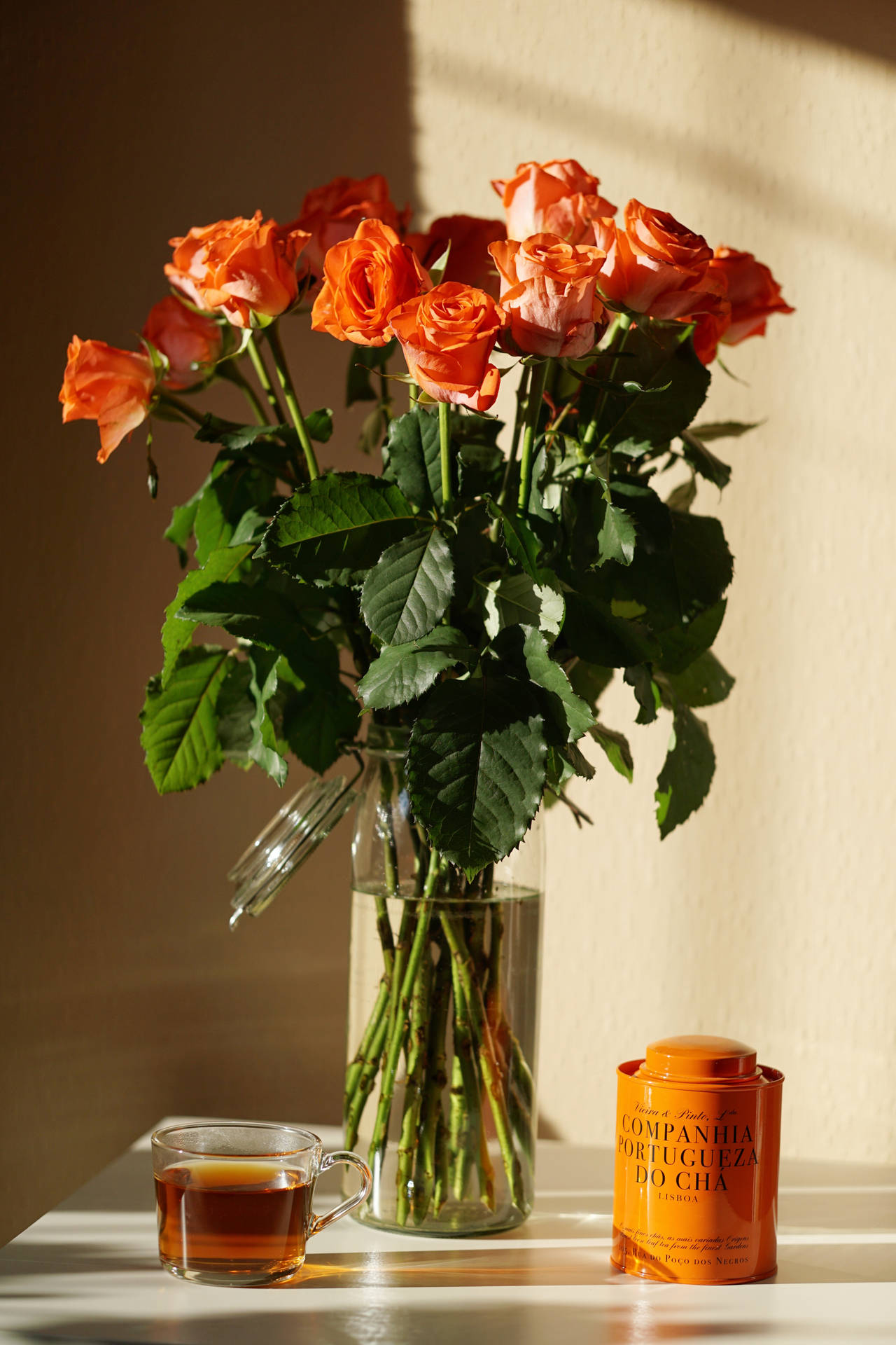 Orange Aesthetic Roses Phone Wallpaper