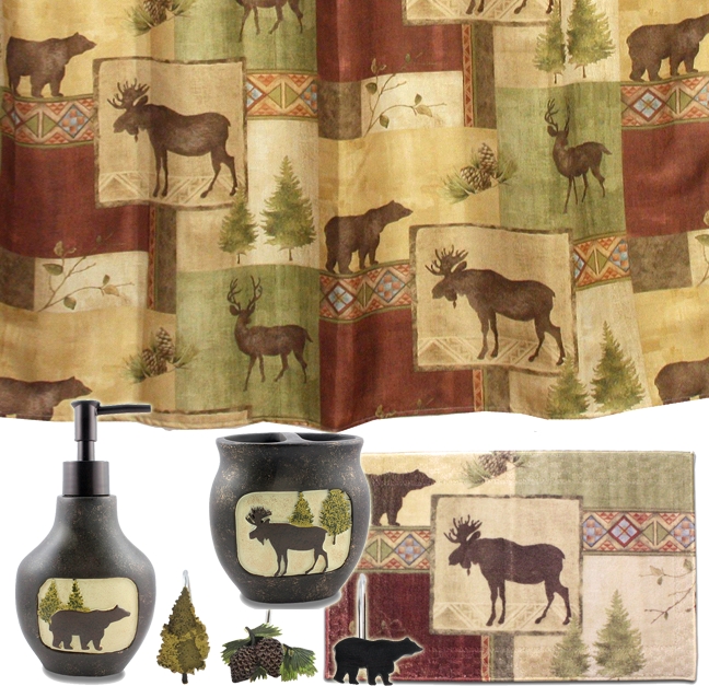 Free Download Mountain Moose And Bear 5 Piece Bath Set Cabin Decor Shower Curtain 648x627 For Your Desktop Mobile Tablet Explore 48 Moose In Bathtub Wallpaper Border Cabin Wallpaper