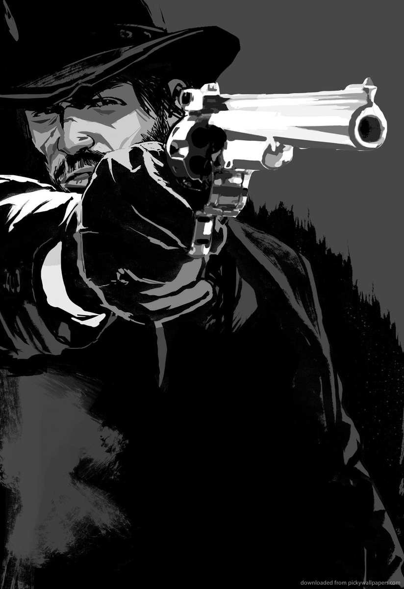 Marston With Gun On A Red Background Screensaver For Amazon Kindle Dx