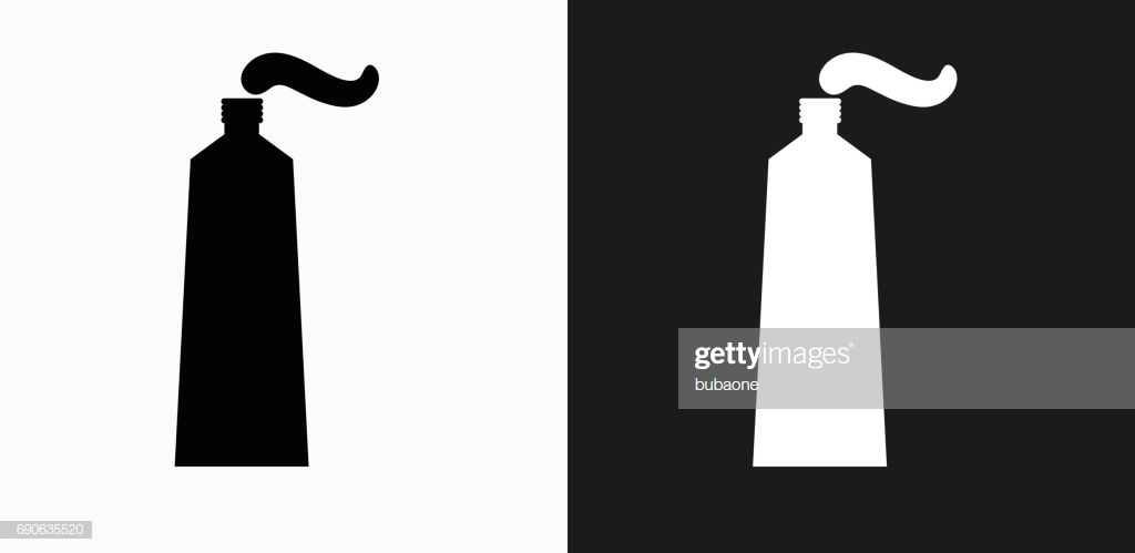 Toothpaste Icon On Black And White Vector Background Stock
