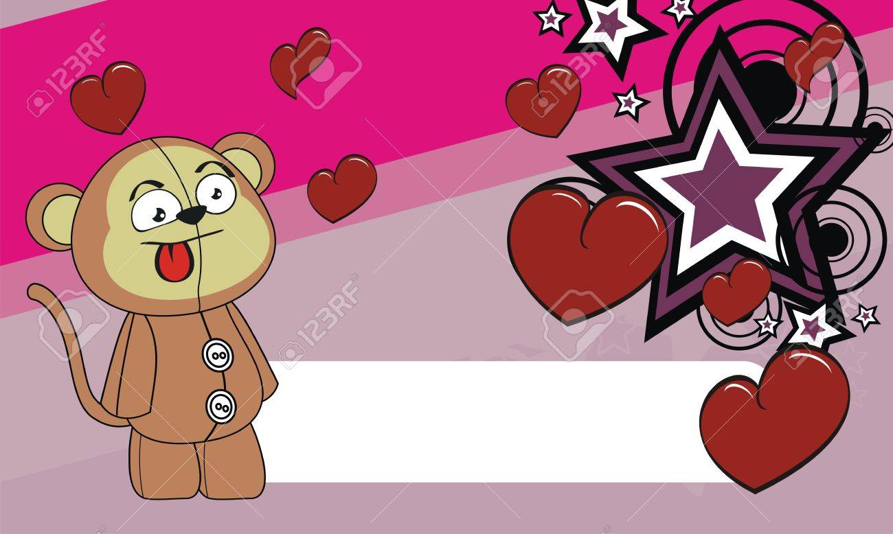 Monkey Cartoon Valentine Wallpaper In Format Very Easy To Edit