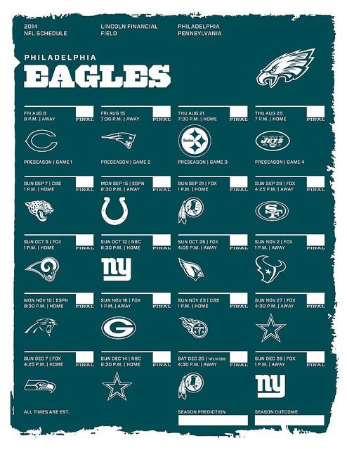 Philadelphia Eagles 2014 NFL Schedule NFL Pinterest