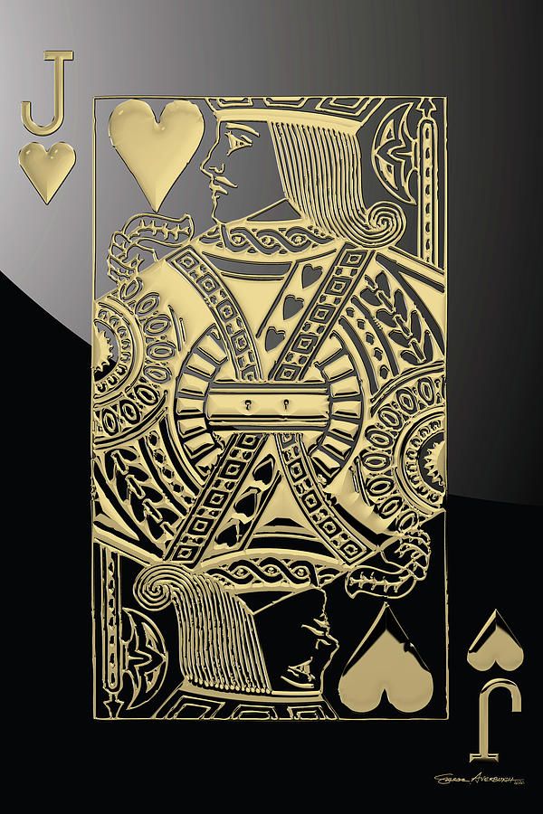 Jack Of Hearts In Gold Over Black