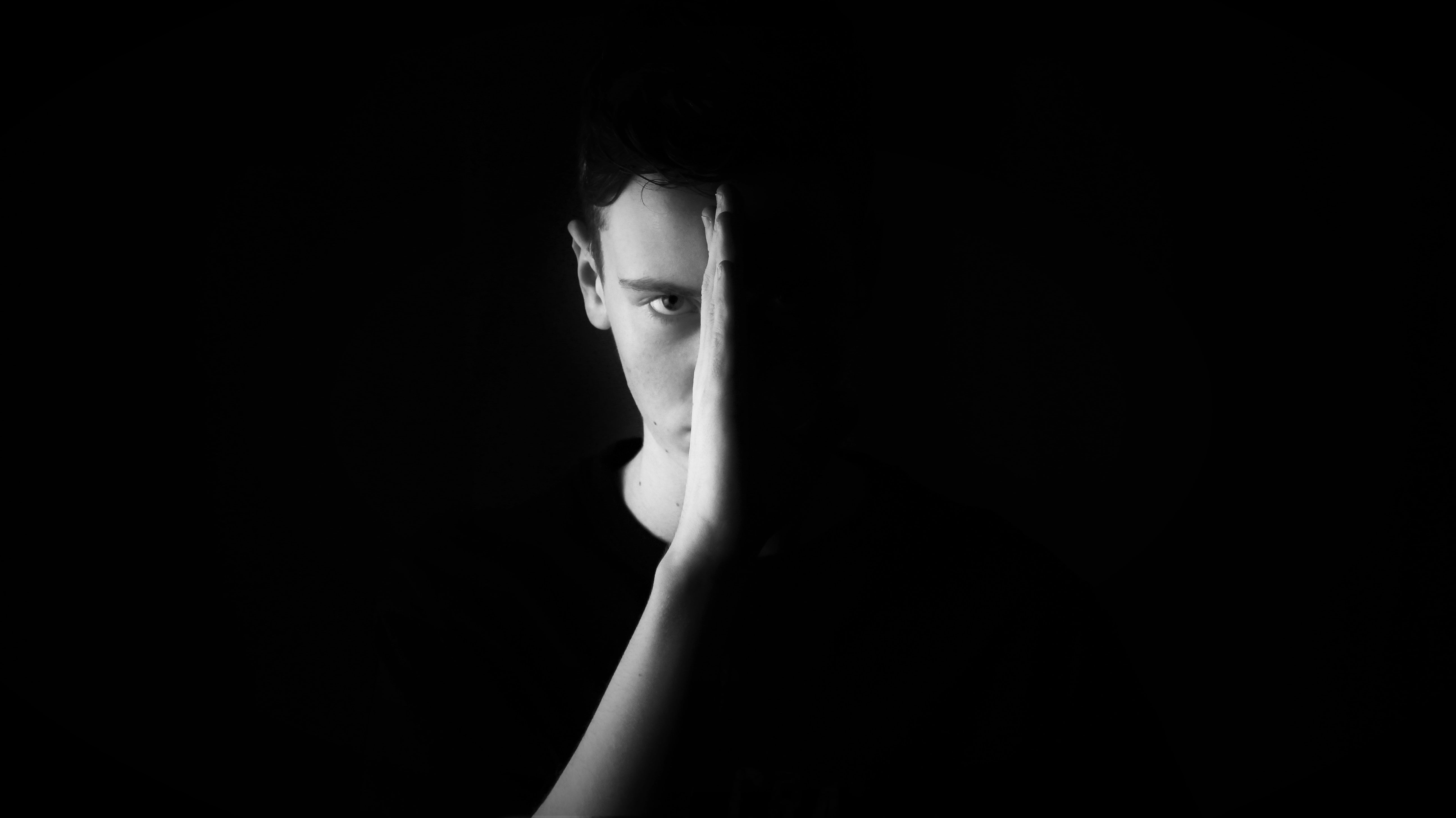Grayscale Photography Of Man S Half Face HD Wallpaper