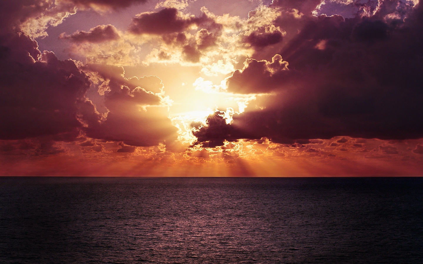Ocean Horizon Sunset Wallpaper HD