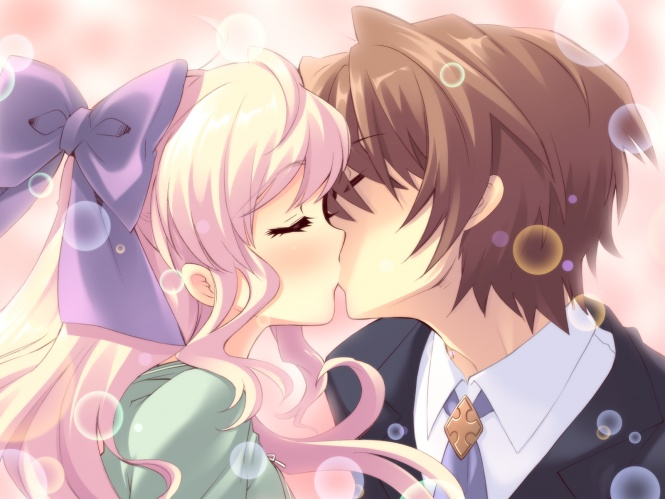 Anime Couple Kissing Wallpaper HD Wallpaper
