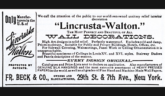 For Lincrusta Walton Fr Beck And Co New York C