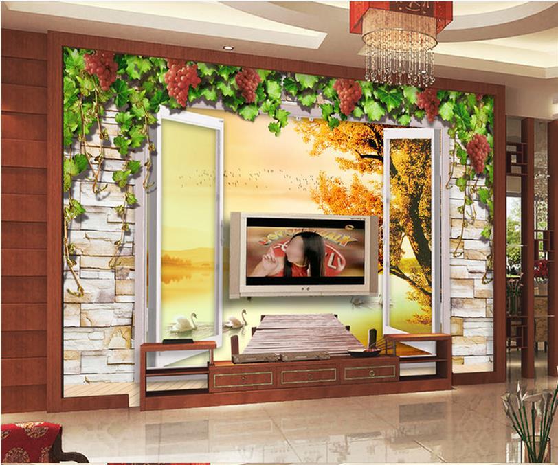 Wallpaper Papel De Parede Doors Grape Moth Tv Backdrop Mural 3d