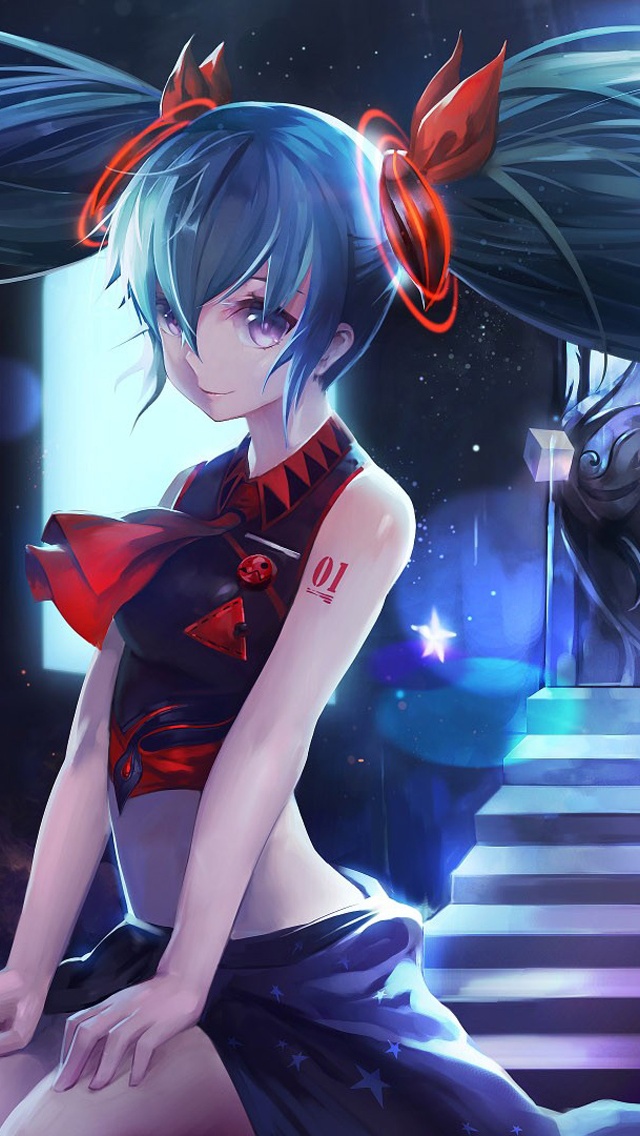 Hatsune Miku Anime Girl Blue Hair iPhone Wallpaper