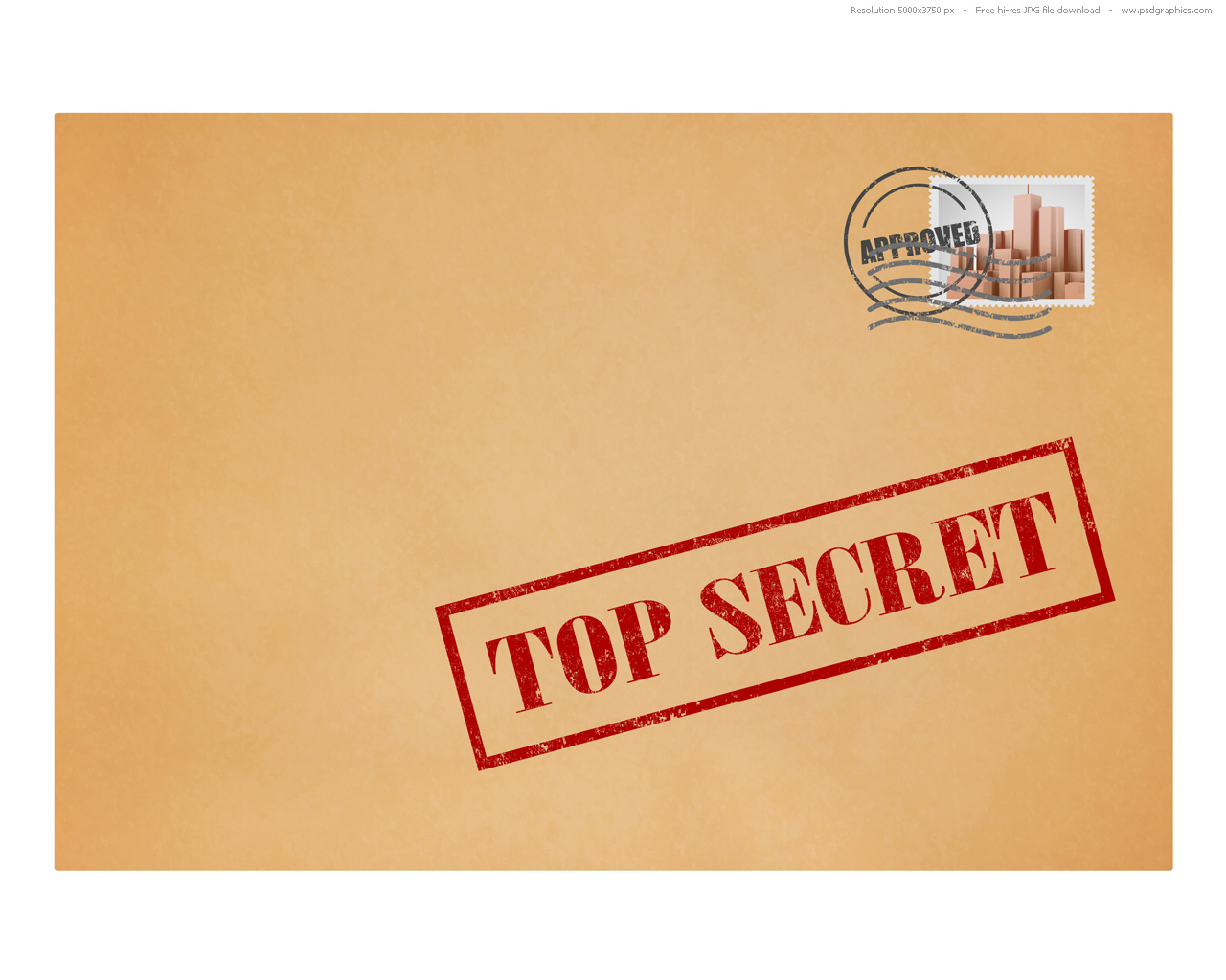 Top secret stamp and envelope PSDGraphics