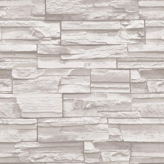 Real Look Realistic Off White Stacked Brick Stone Vinyl Wallpaper
