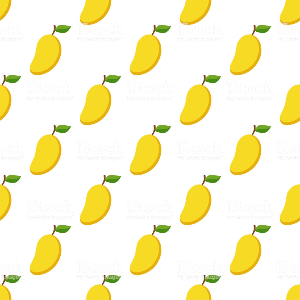 Illustration Seamless Pattern Flat Mango Isolated On White