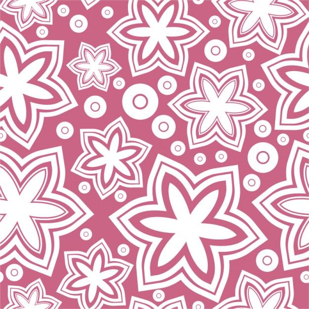 White Flowers On Pink Background Girly Pattern