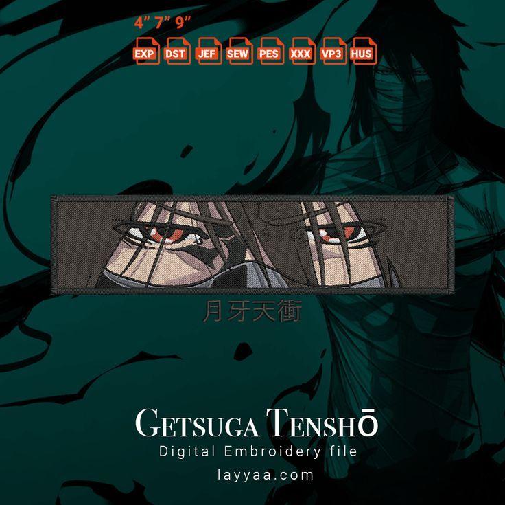 Digital Embroidery Getsuga Tensho Japan Name Bleach Character In