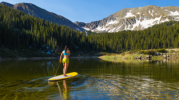 Picture Of A Woman Standup Paddle Boarding Near Taos New Mexico