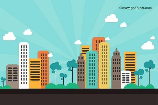 Dzinegeek Flat Color Abstract City Background Psd