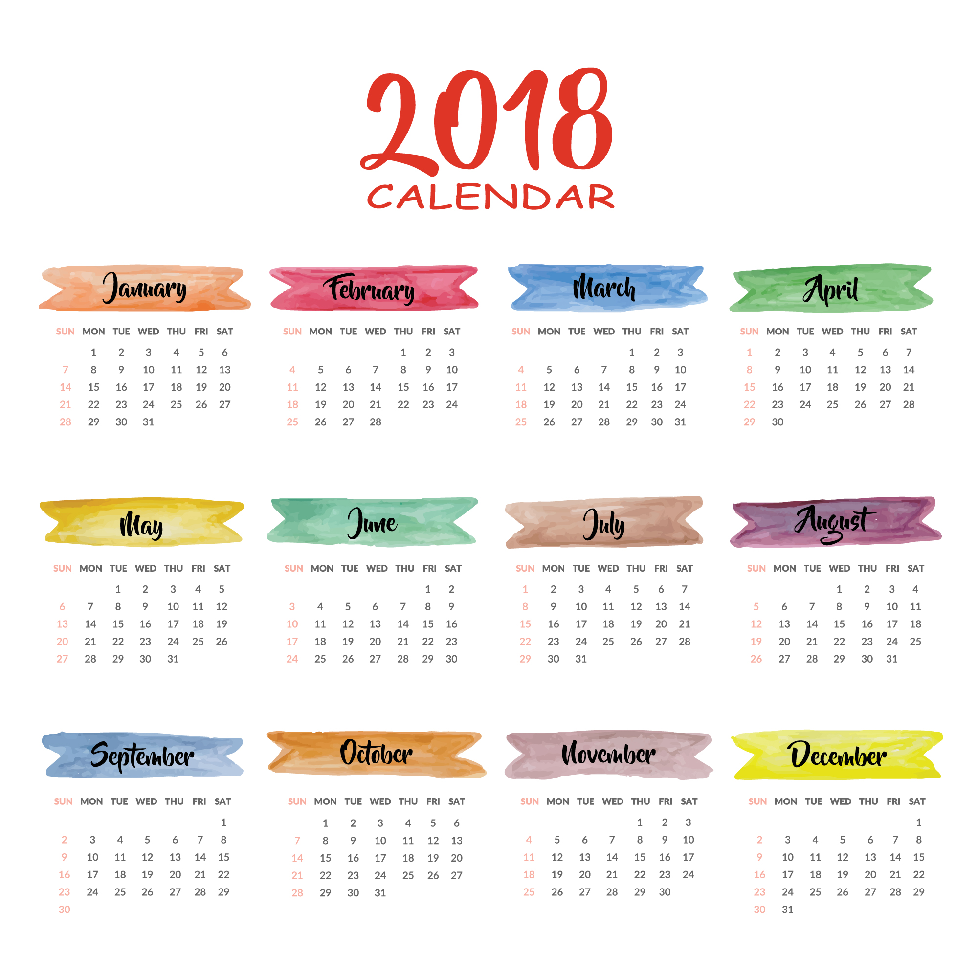 2018 Year Calendar Wallpaper Download Free 2018 Calendar