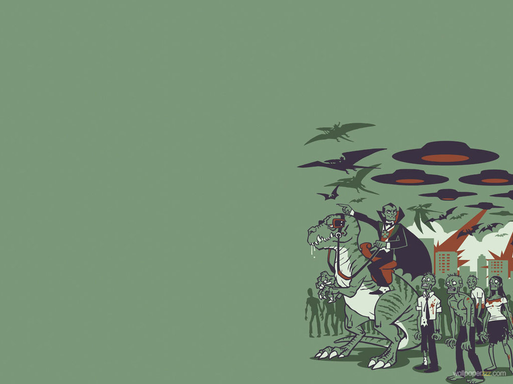 Dracula Zombies And T Rex Wallpaper