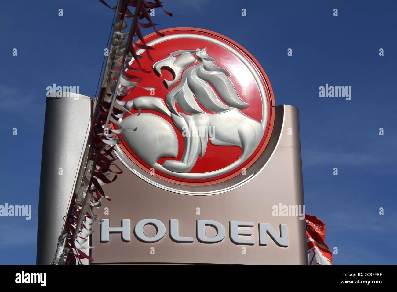 The Holden logo on a sign at Holden Suttons car sales at
