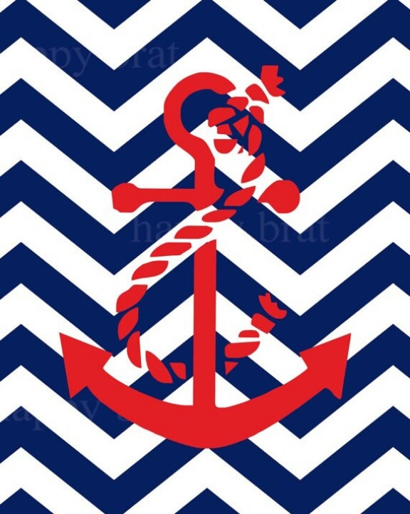 Art Nautical Anchors iPhone Wallpaper Chevron