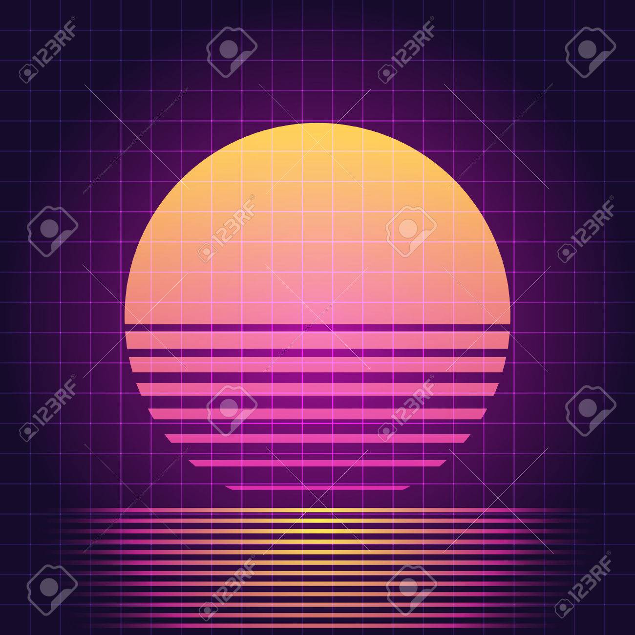 80s Retro Sci Fi Background Vhs Vector Eps10 Royalty