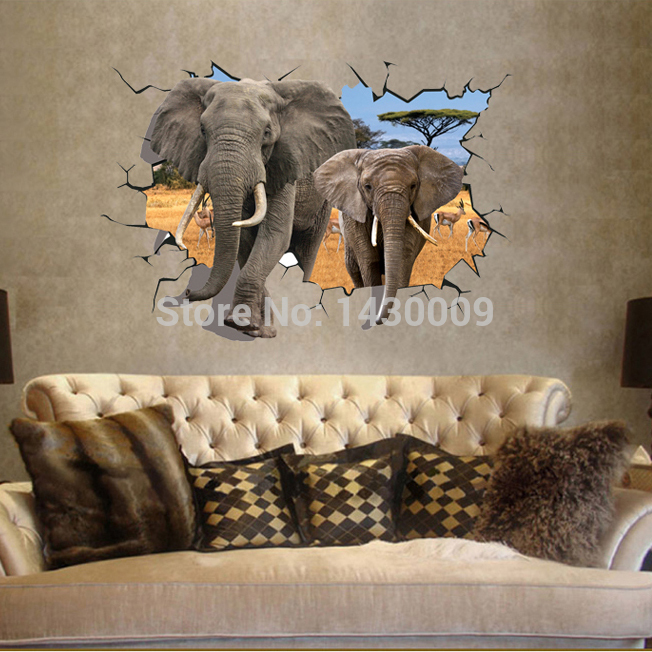 Sticker Kids Room Decal Large Post Elephant Non Toxic Wallpaper