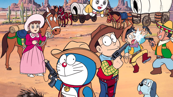 Wallpaper Doraemon Nobita Dan Kawan Berpose Dengan Pakaian