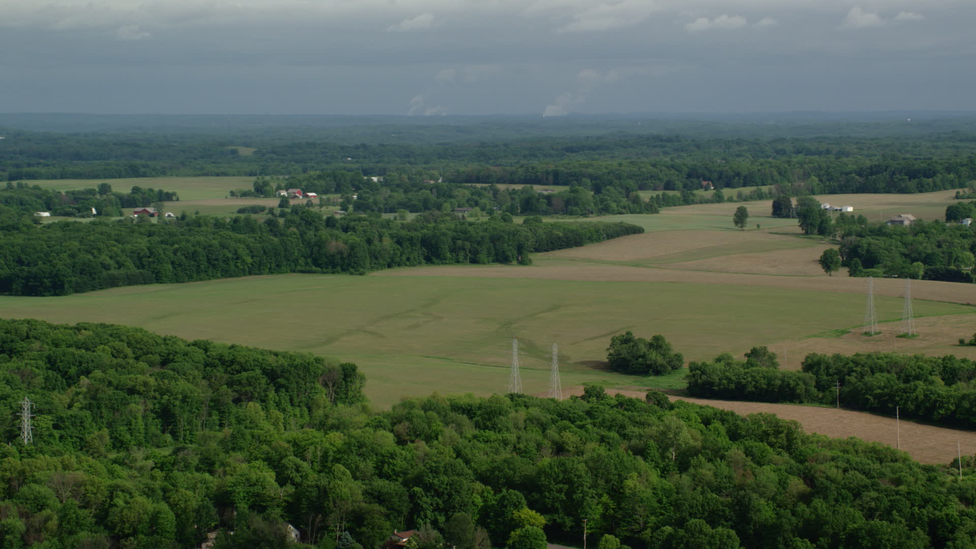 5k Stock Footage Aerial Video Flying Over Trees And Farmland