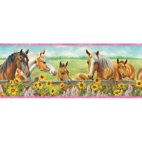 Borders By Chesapeake Harmony Horses Sunflowers Portrait Wallpaper