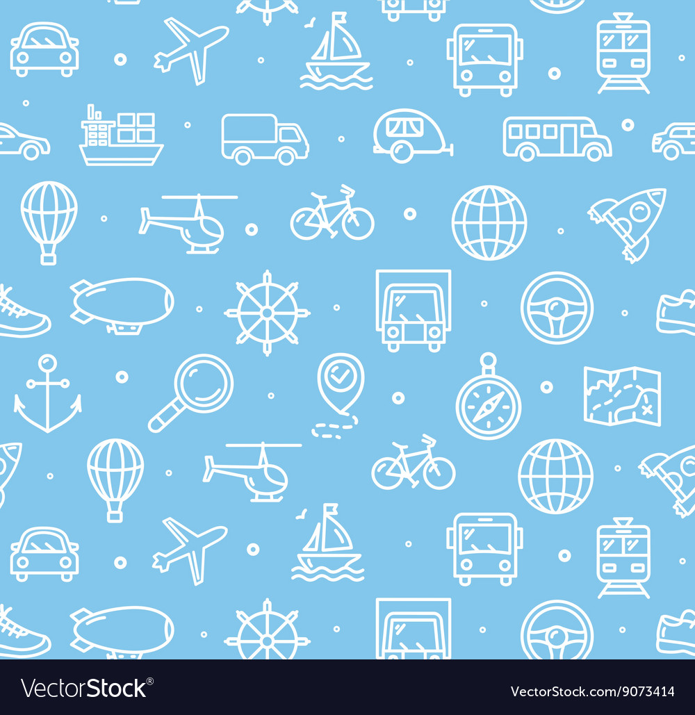 Travel And Transportation Background Pattern Vector Image