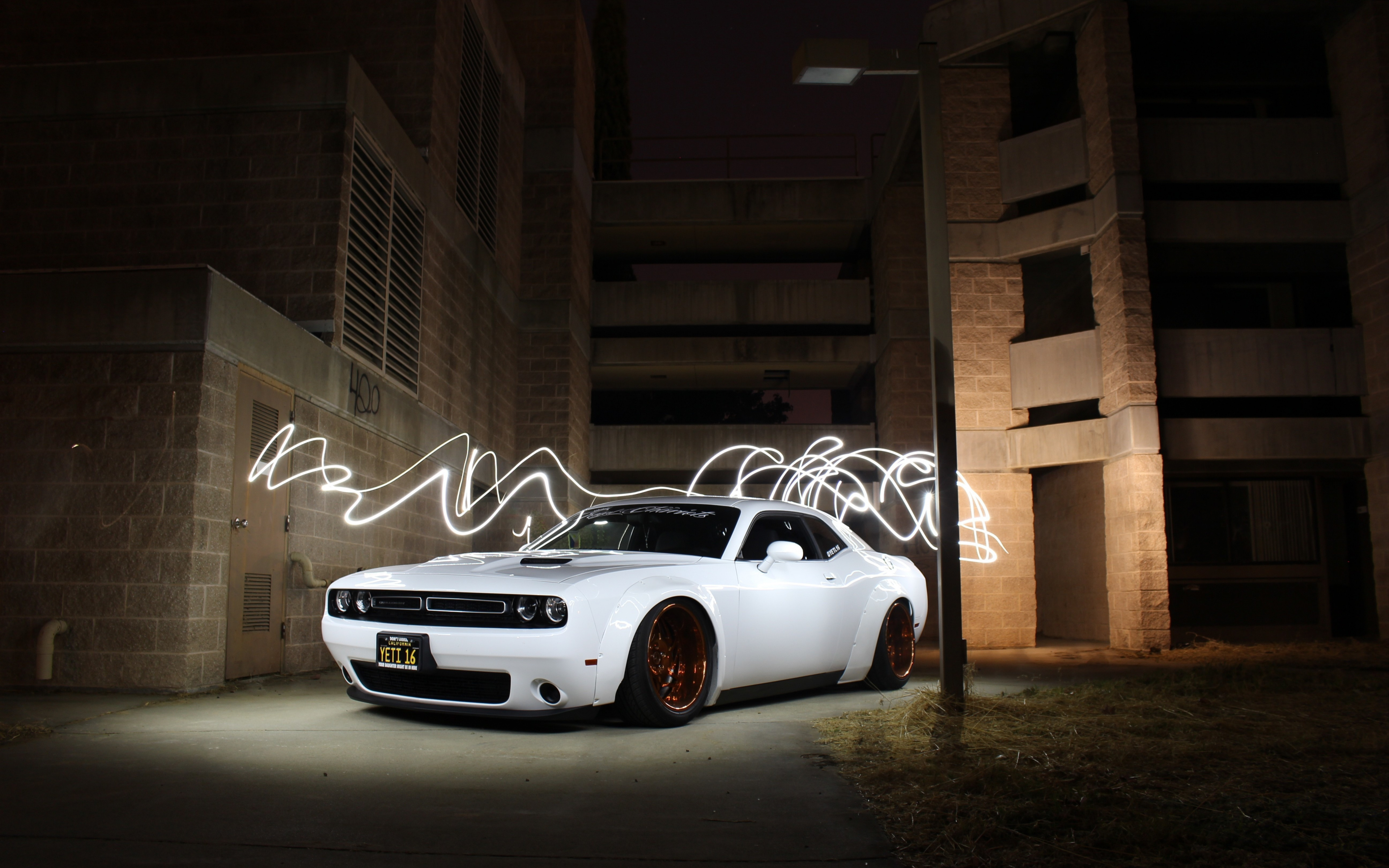 Wallpaper White Muscle Car Dodge Challenger