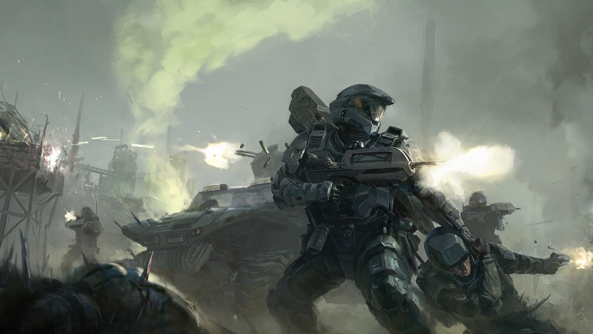 Halo Master Chief Drawing Warriors Soldiers Weapons Battle Guns