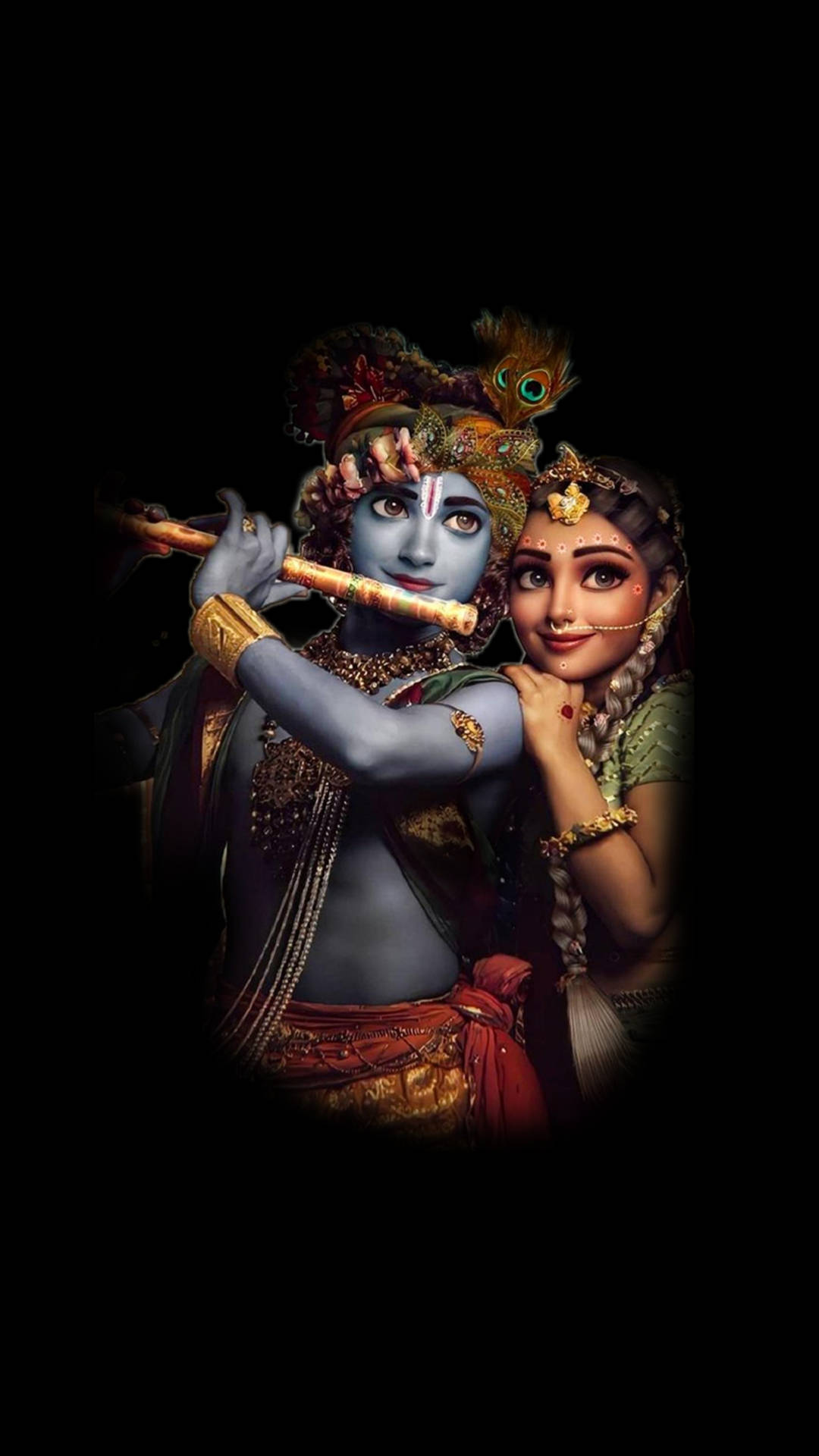 Krishna iPhone Radha Black Wallpaper