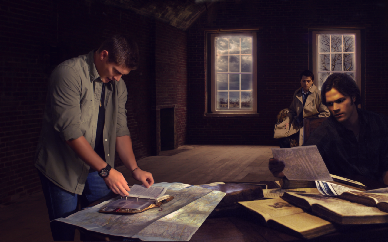 Dean Castiel And Sam Supernatural Wallpaper
