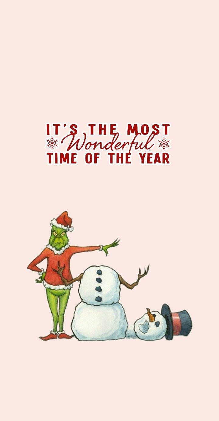 Download Cute Christmas Iphone Grinch And Snowman Wallpaper