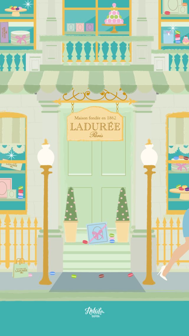 Laduree Illustrations Bird Wallpaper iPhone Disney